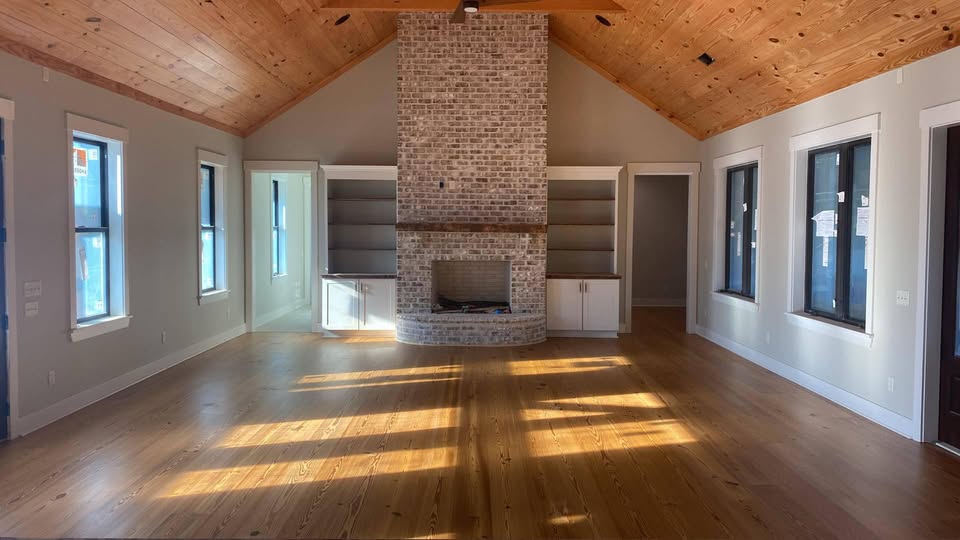 Waterproof Antique Heart Pine flooring — 100% solid wood for concrete slabs, basements, showers, and radiant heat. Thermally modified with just heat and steam