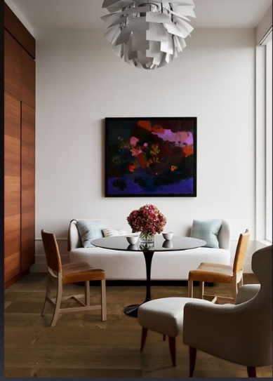 White Oak engineered flooring – Rustic Premium – Beamline – installed dining room view, mill-direct hardwood