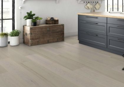 Red Oak engineered flooring – 9.5-inch wide plank – Genesis – installed room view, mill-direct hardwood