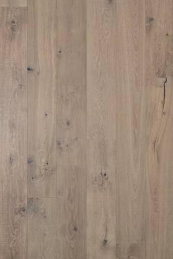 White Oak engineered flooring – Raphael – close-up reclaimed-style texture with metal marks and hand-scraped detail