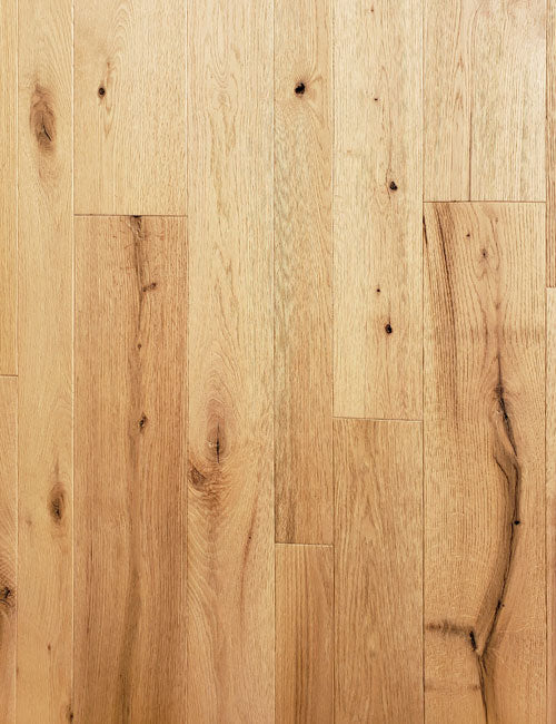 Solid Red Oak Flooring — wide plank hardwood with rustic grain and character, mill-direct supply