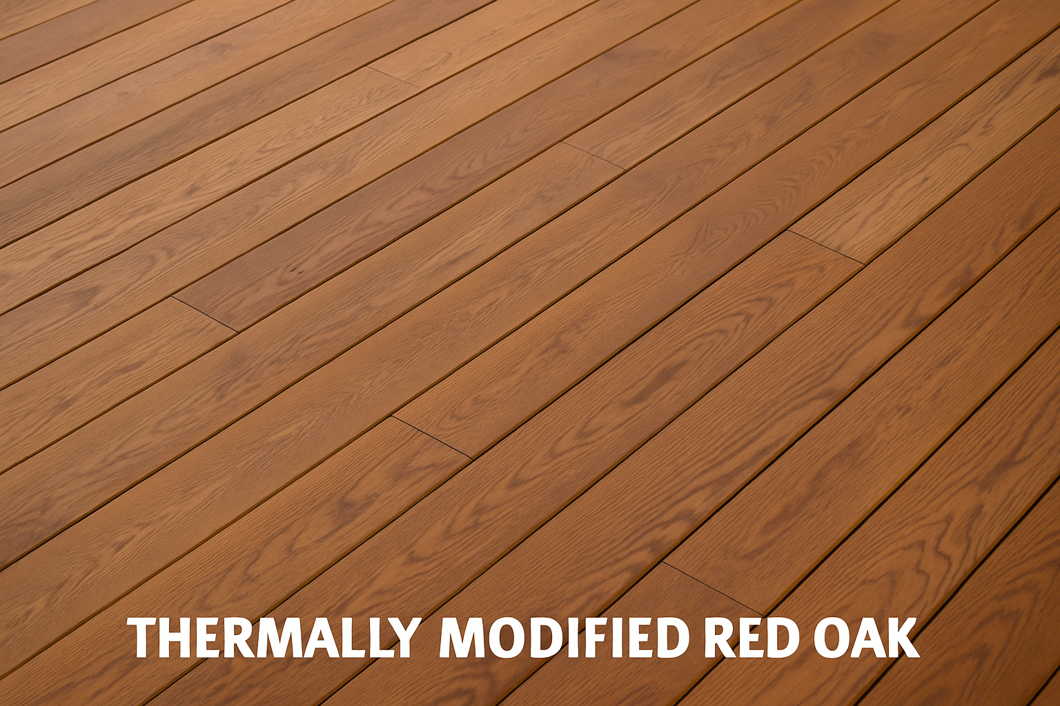 Waterproof Red Oak flooring thermally modified using heat and steam 