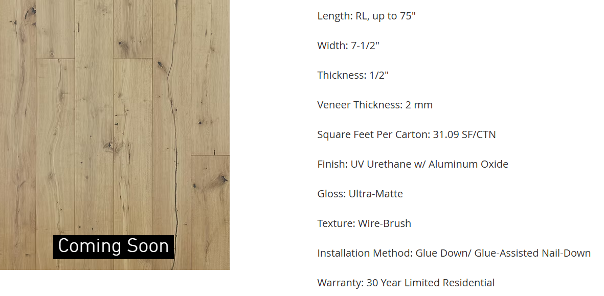 European White Oak - Vaca Key 7.5"