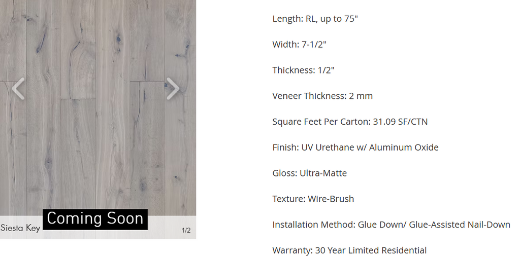European White Oak - Siesta Key 7.5"