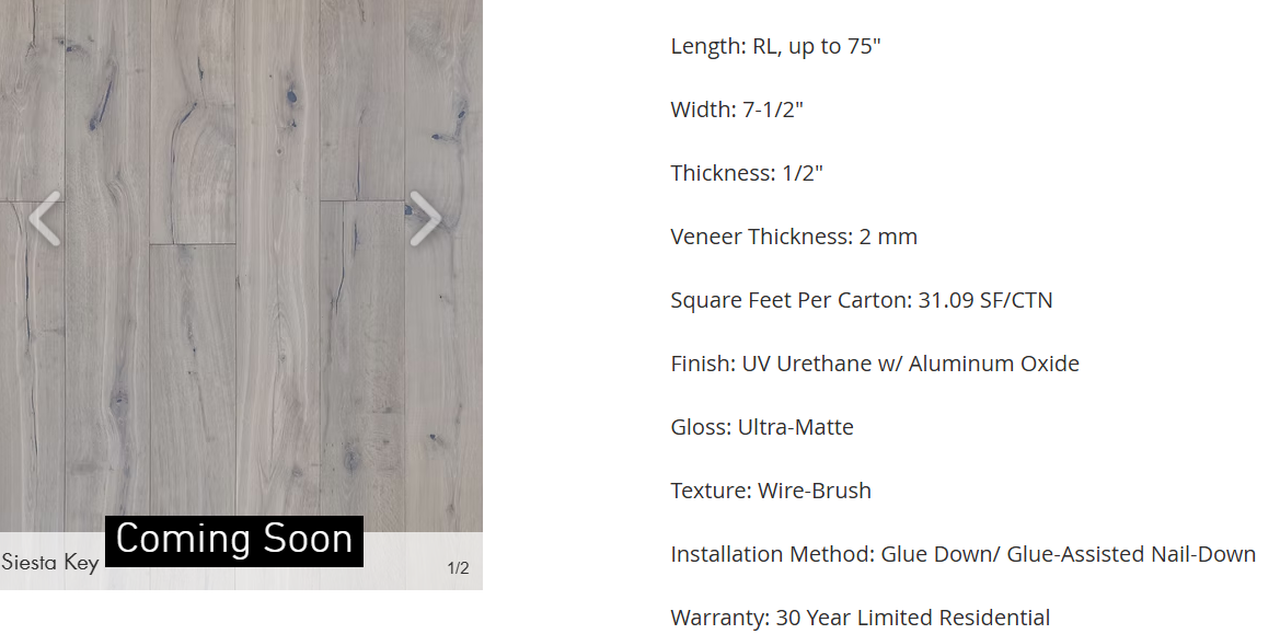 European White Oak - Siesta Key 7.5"