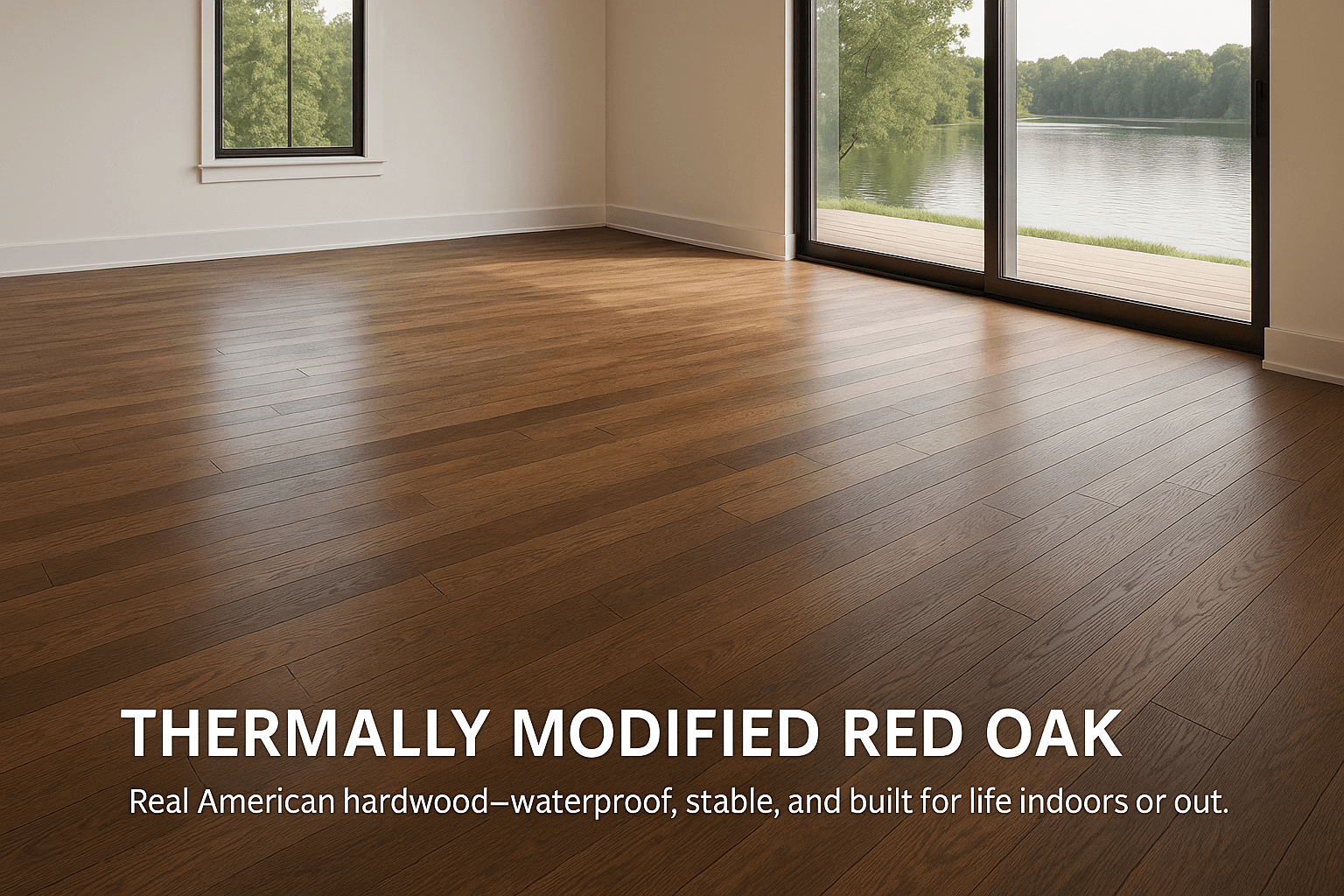 Waterproof Red Oak flooring — waterproof solid hardwood made in the USA by Thermawood-USA.
