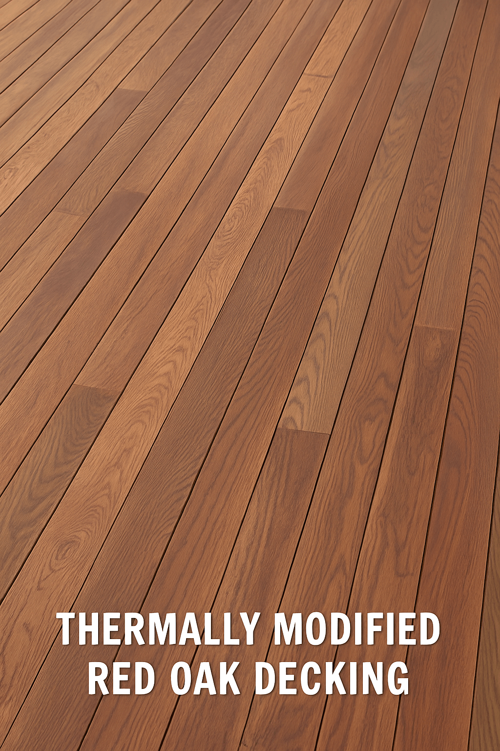 thermally modified Red Oak decking – 100% green – real wood boards for outdoor use, 6 and 8 inch