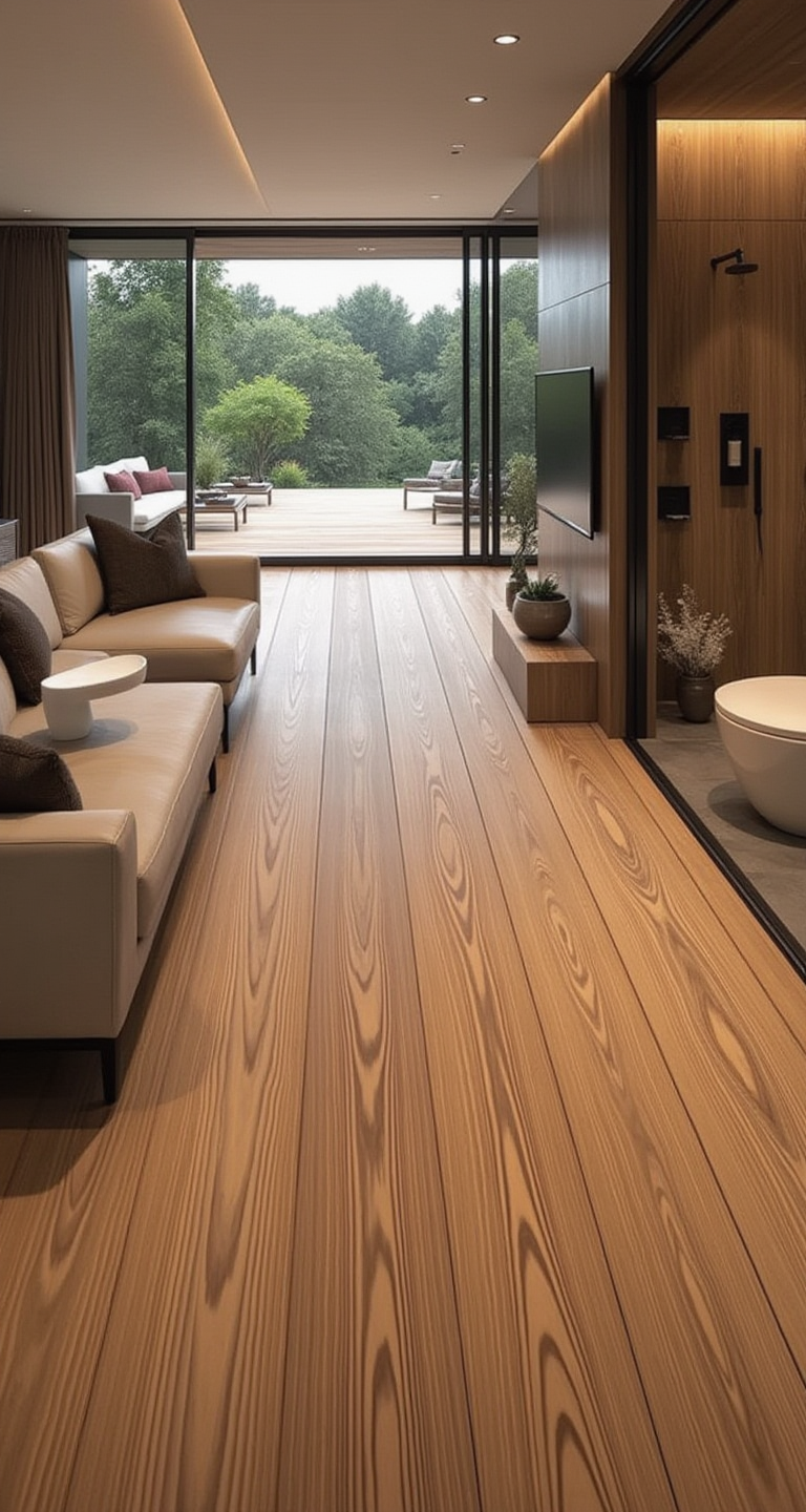 Waterproof Cypress flooring — real solid wood for concrete, basements, bathrooms, and wet areas. Thermally modified, 100% green, built to last.