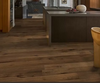 Hickory engineered flooring – 9.5-inch wide plank – Pigeon Forge – installed kitchen view, mill-direct hardwood