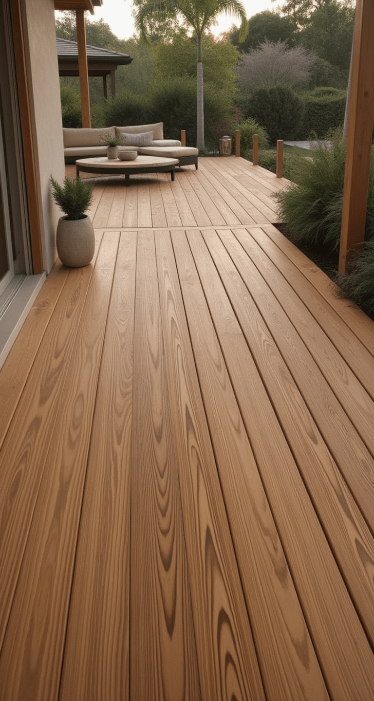 Waterproof solid wood decking made from 100-year-old Antique Heart Pine. 100% green, real wood.